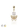 316L SURGICAL STEEL MULTI CZ BUTTERFLY BELLY BUTTON NAVEL RING 
